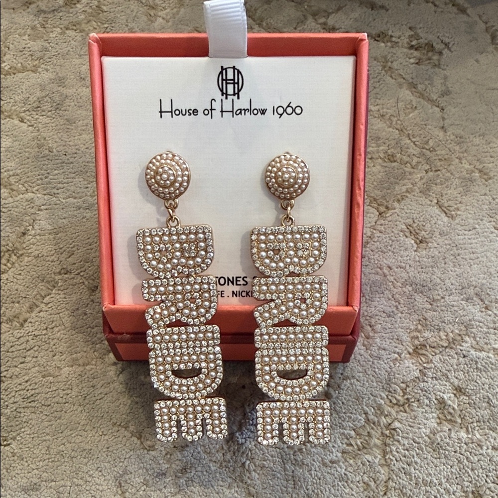 House of Harlow 1960 Crystal Embellished BRIDE Earrings